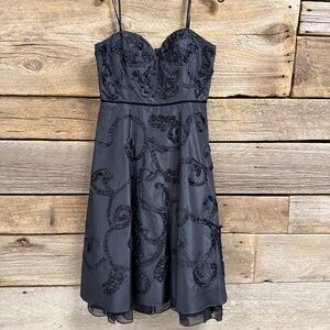 NWT Laundry by Shelli Segal, Black Silk Flare Cocktail Dress, Size 12